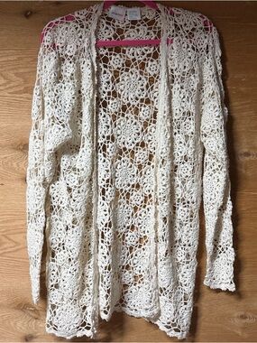 Crochet Cardigan Sweater - Cream